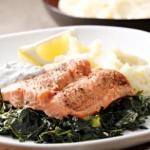 salmon on bed of kale